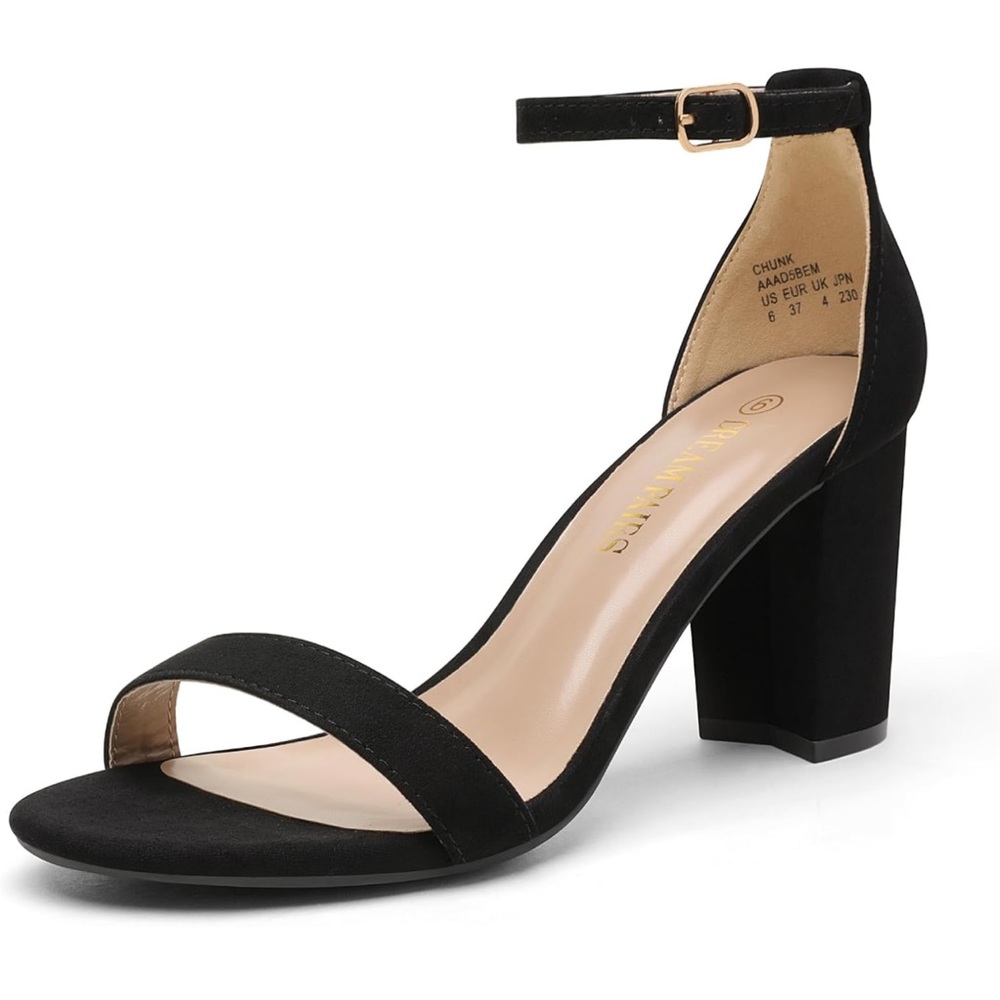 DREAM PAIRS Women's Chunk Low Heel Pump Sandals BLACK size 8.5